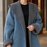 Cora Colorblock Wool Coat - Lead Product Detail