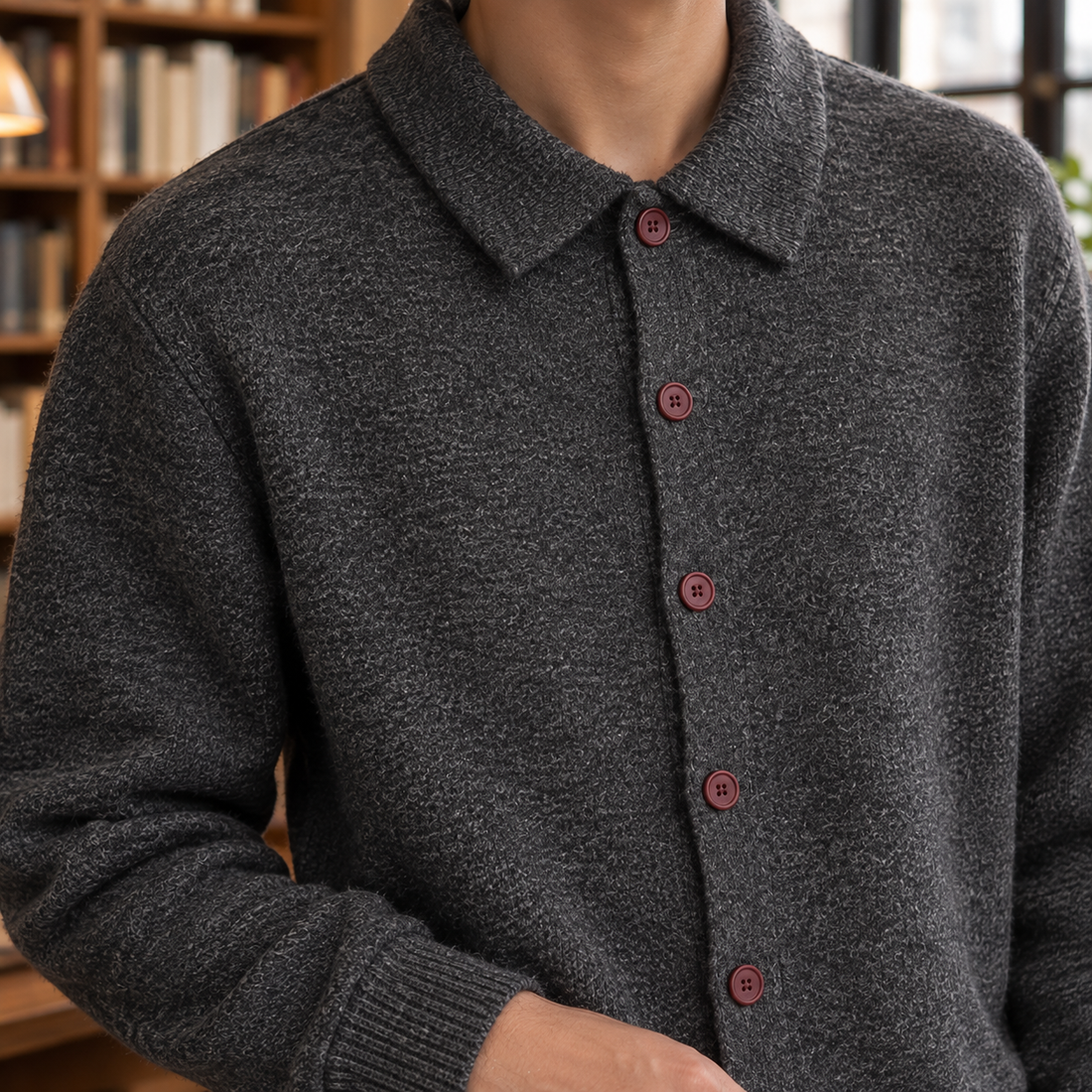 Luca Collared Cardigan - Lead Product Detail
