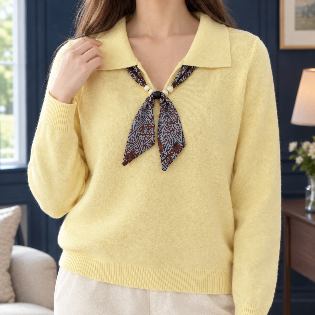 Wilton Scarf Collar Sweater - Lead Product Detail