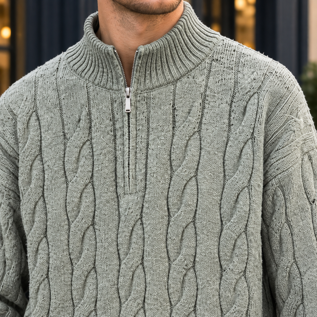 Godfrey Cable Knit Sweater - Lead Product Detail