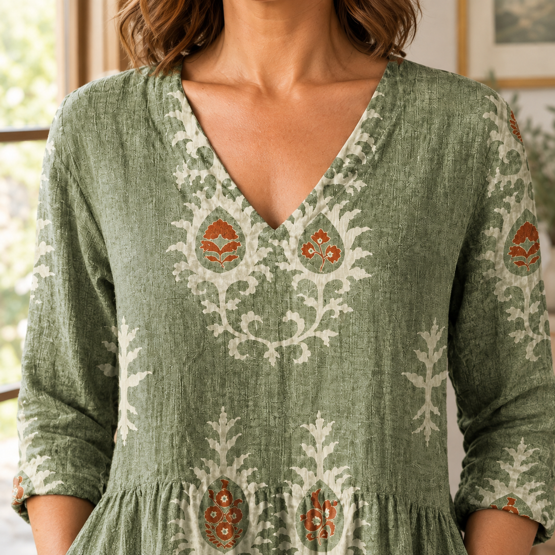 Isabeau V-Neck Blouse - Lead Product Detail