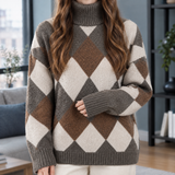 Violetta Argyle Turtleneck Sweater - Lead Product Detail