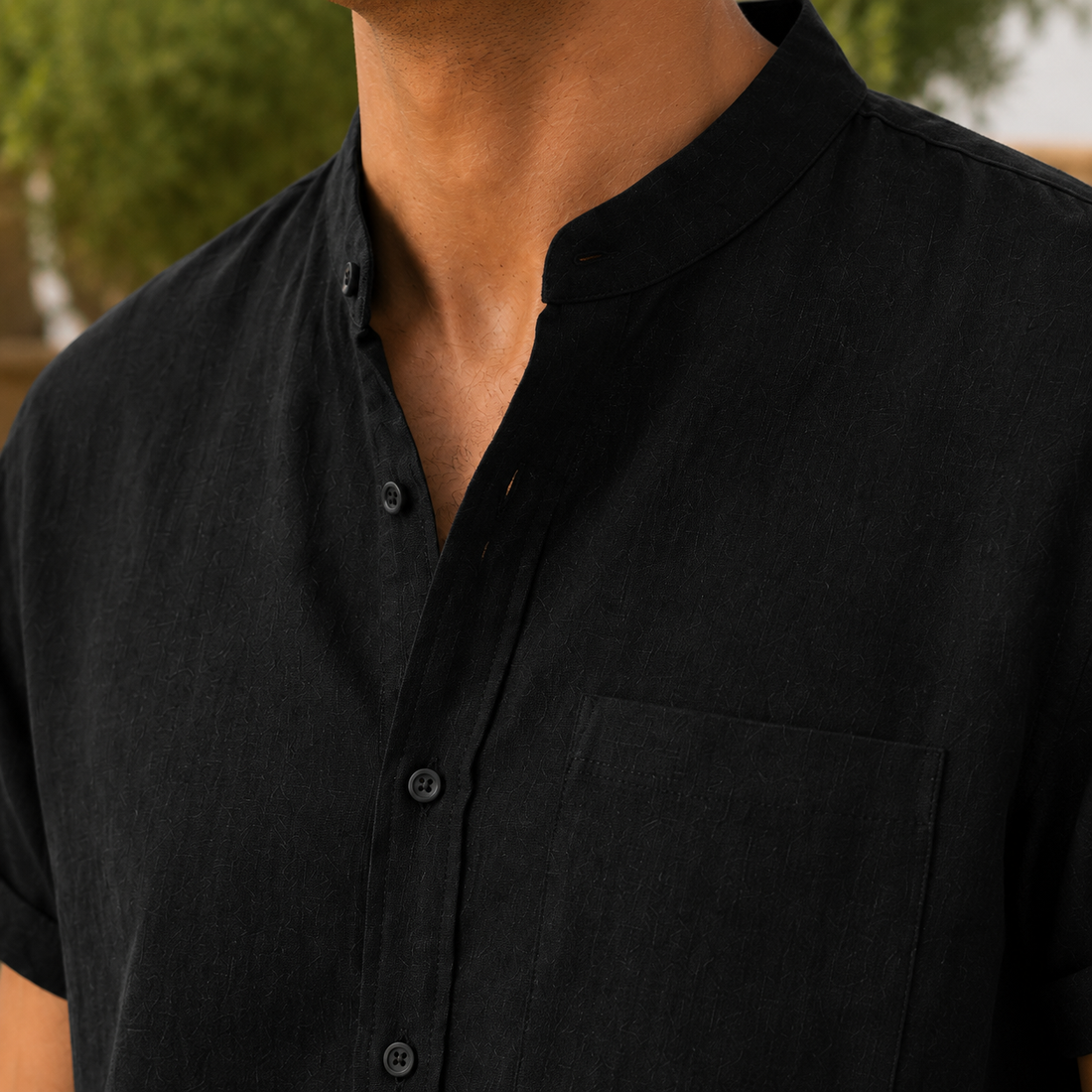 Cedric Mandarin Shirt - Lead Product Detail