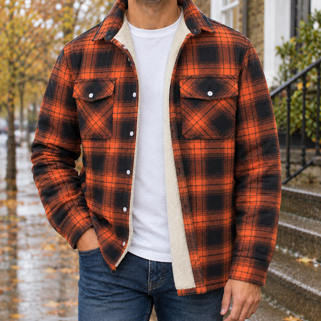 Joshua Plaid Jacket - Orange Grid