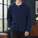 Ludovic Cable Knit Cardigan - Navy Blue