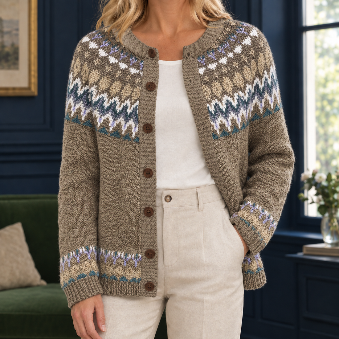 Ariane Floral Cardigan - Brown