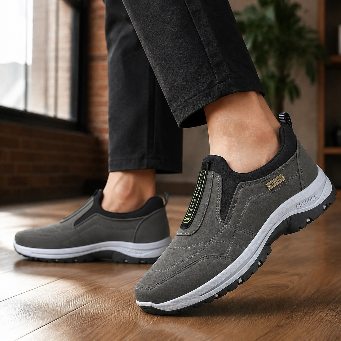 Cardini Slip-On Sneakers - Charcoal Gray