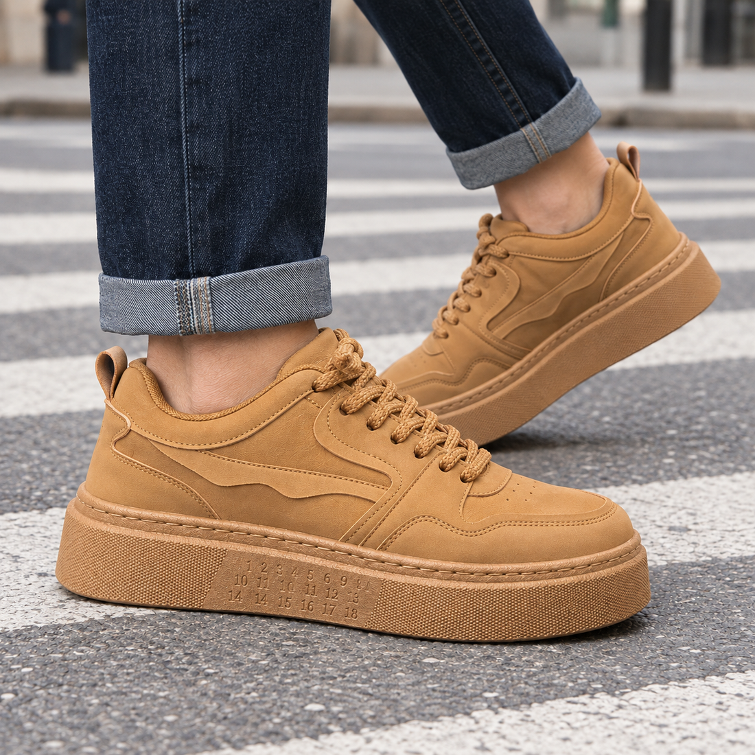 Magenta Platform Sneakers - Tan