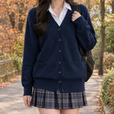 Griselda V-Neck Cardigan - Navy Blue