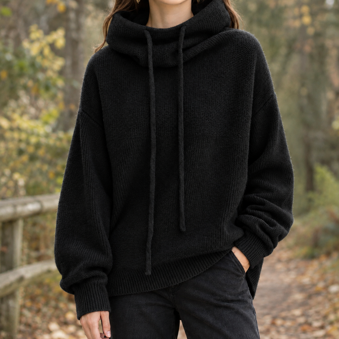 Ines Cowl Neck Sweater - Black