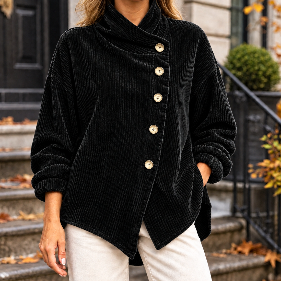 Thea Asymmetric Jacket - Black
