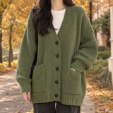 Evadne Ribbed Cardigan - Green