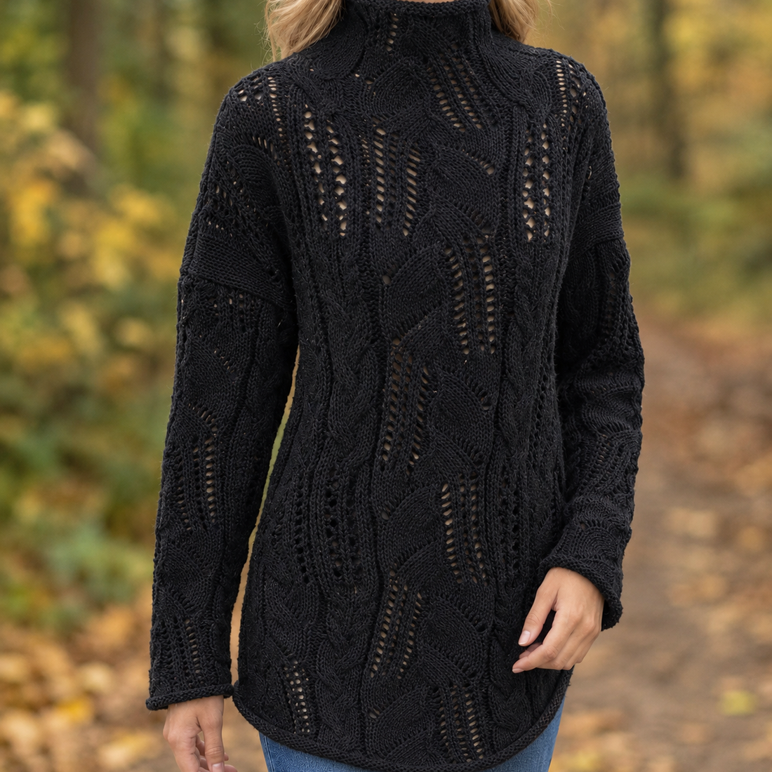 Joelle Open Knit Sweater - Black Spot
