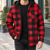 Harlan Hooded Plaid Jacket - Red Check