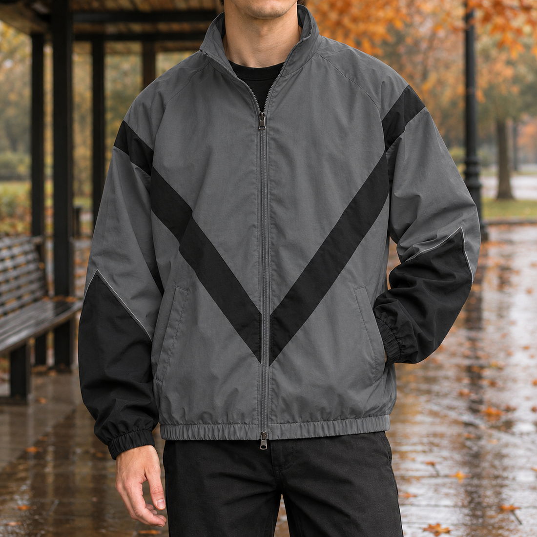 Alec Contrast Jacket - Gray