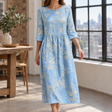 Rebekah Embroidered Midi Dress - Blue
