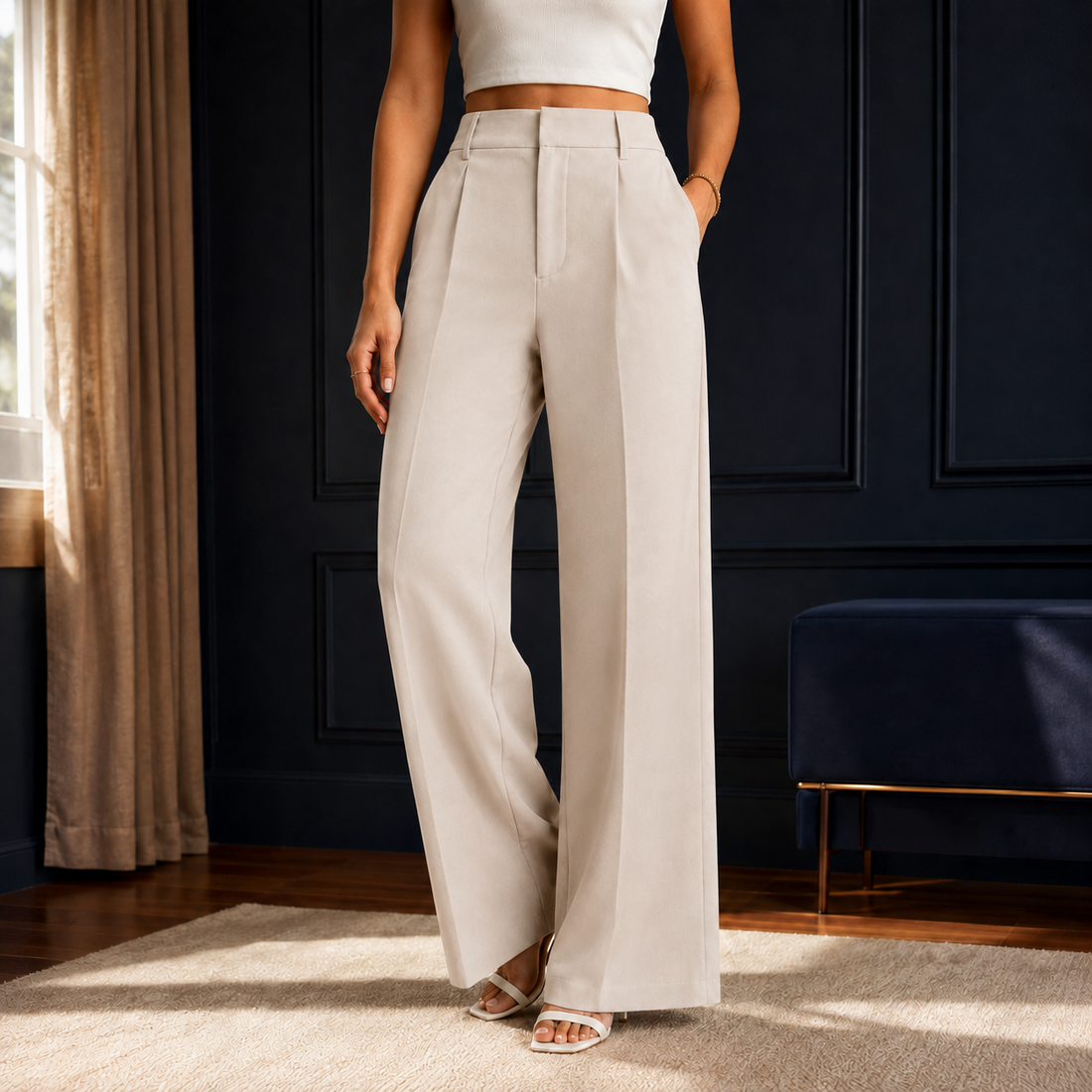 Honora Wide-Leg Pants - Beige