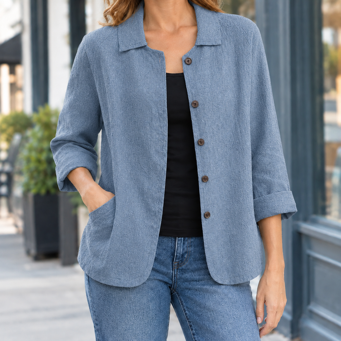 Cassia Relaxed Blazer - Blue