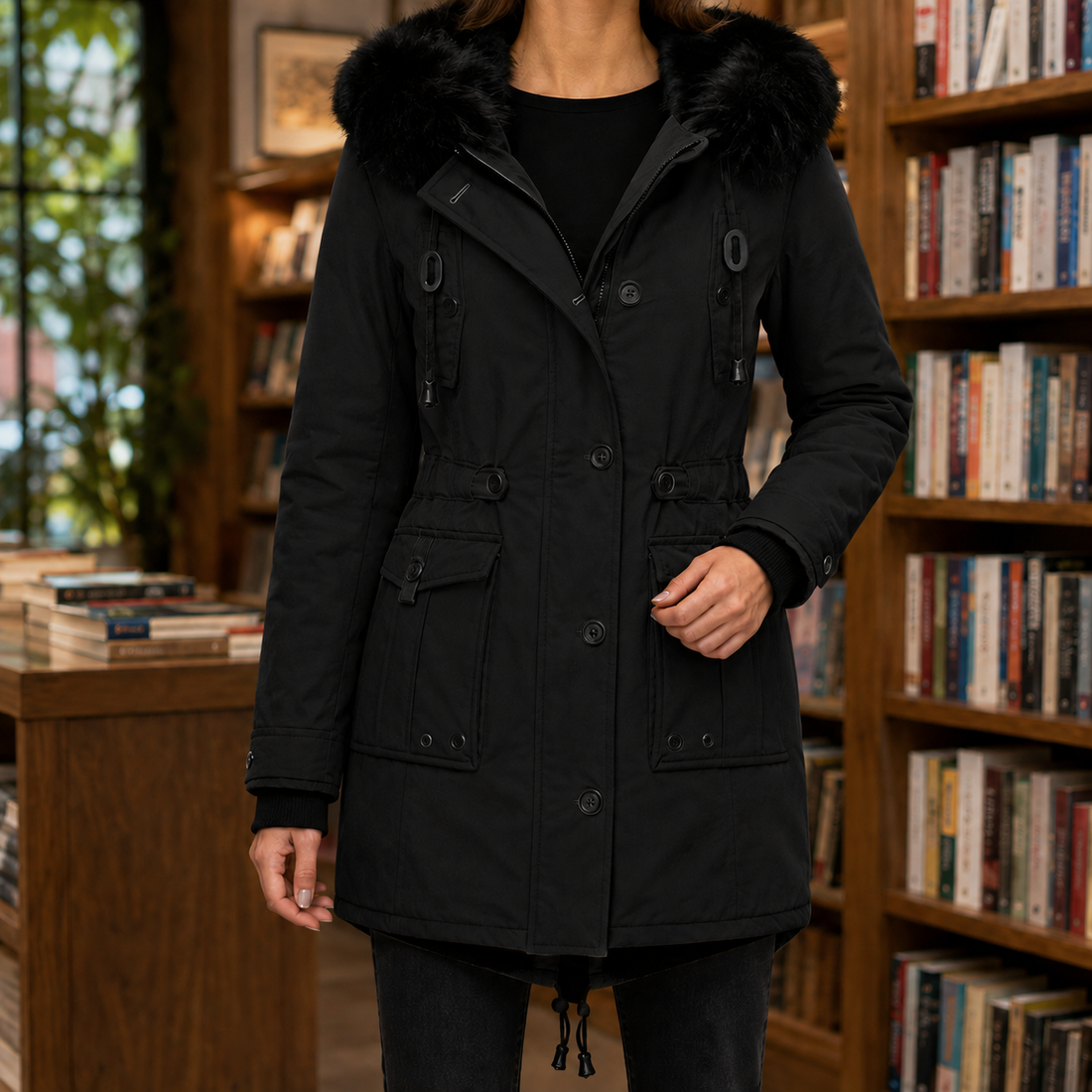 Sylvie Utility Overcoat - Black