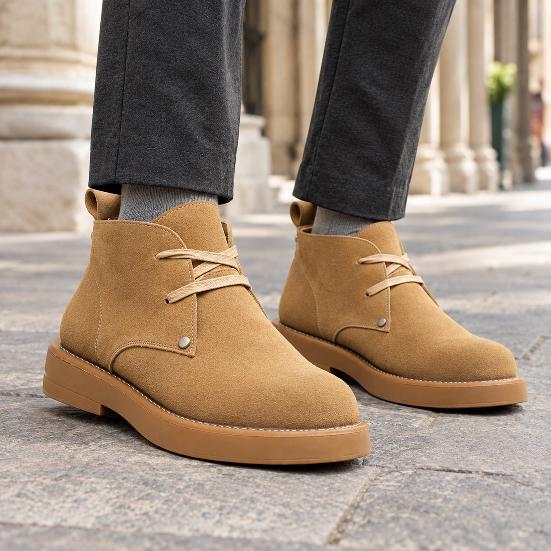 Cesena Suede Derby Boots - Yellow Inner Heightening