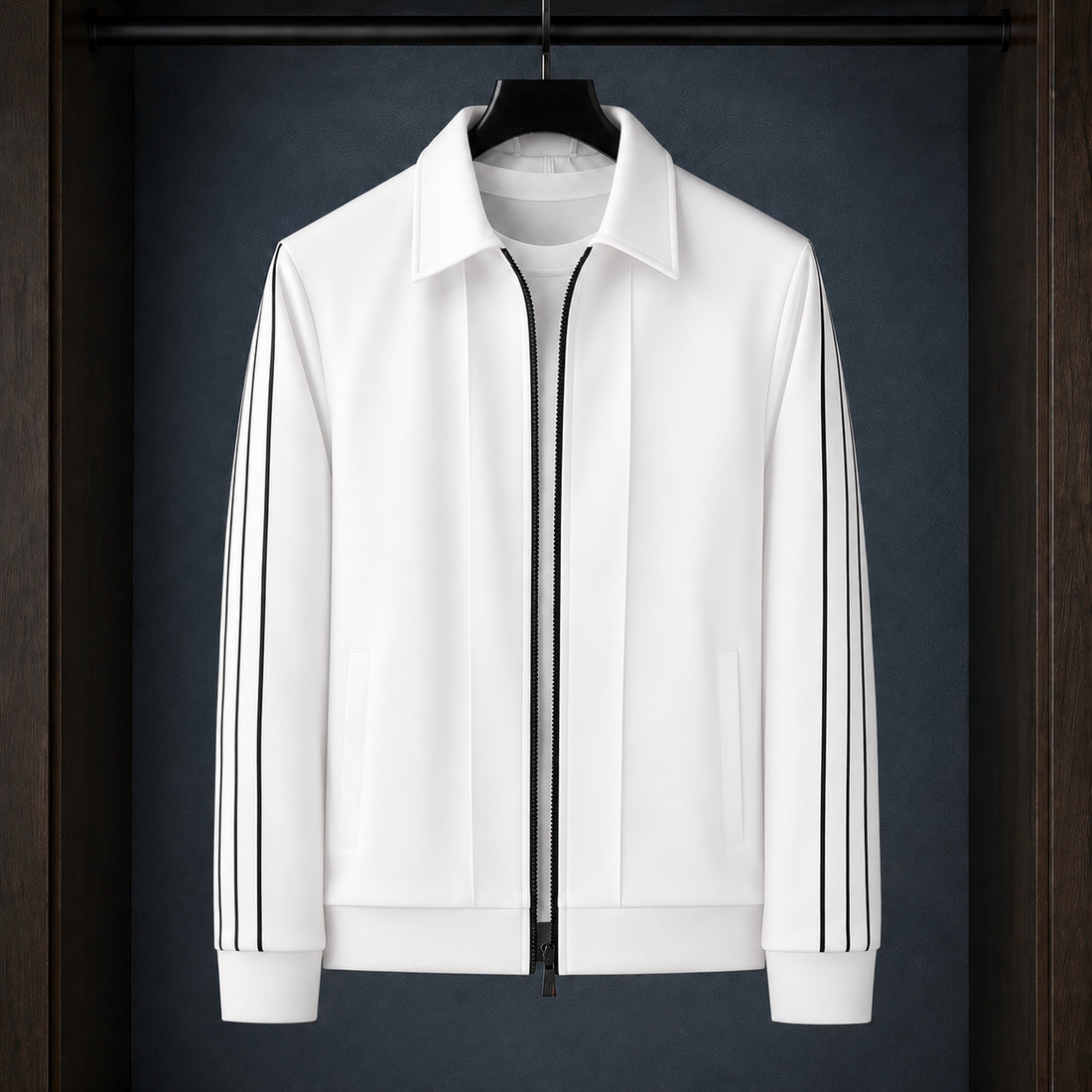 Hadrian Side Stripe Jacket - White
