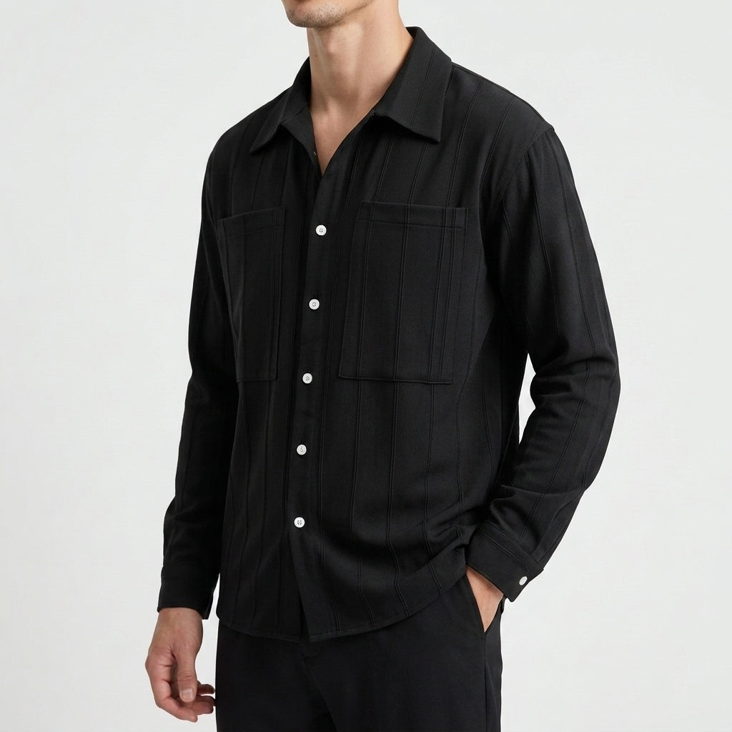Caleb Camp Collar Shirt - Black