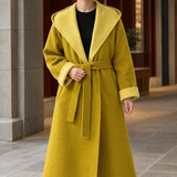 Cora Colorblock Wool Coat - Mustard
