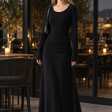 Abigail Ruched Maxi Dress - Black