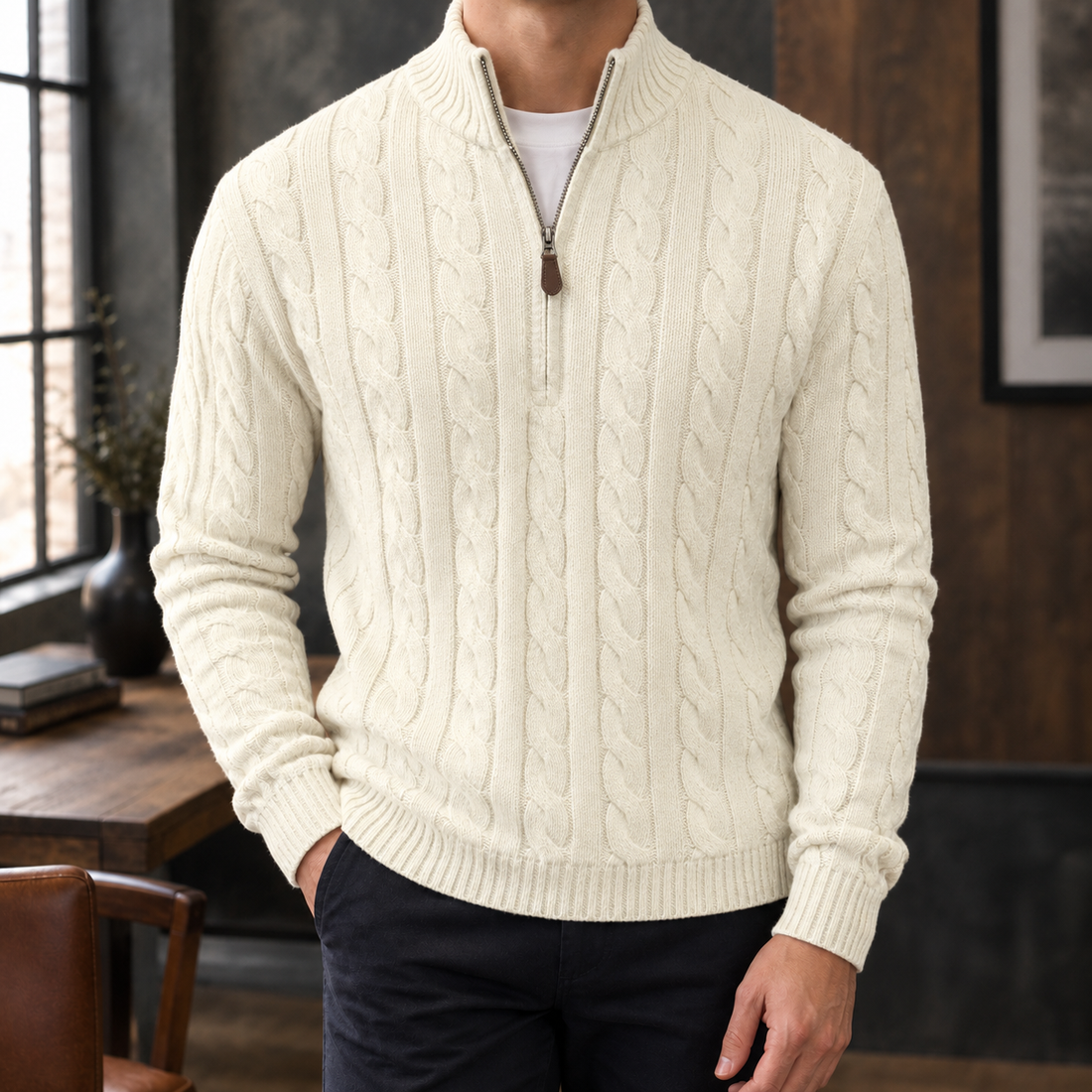 Martin Cable Knit Sweater - White