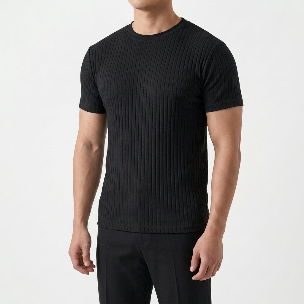 Knox Ribbed T-Shirt - Black