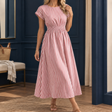 Margot Striped Midi Dress - Red