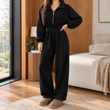 Demelza Half Zip Jumpsuit - Black