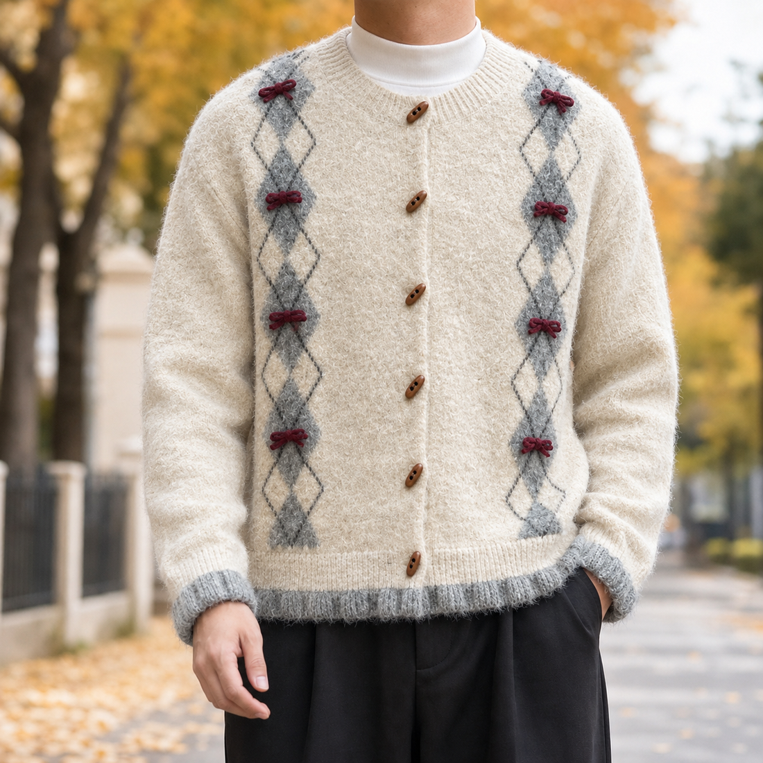 Raoul Argyle Cardigan - Cream