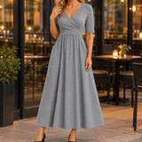 Kelsey Wrap Maxi Dress - Gray