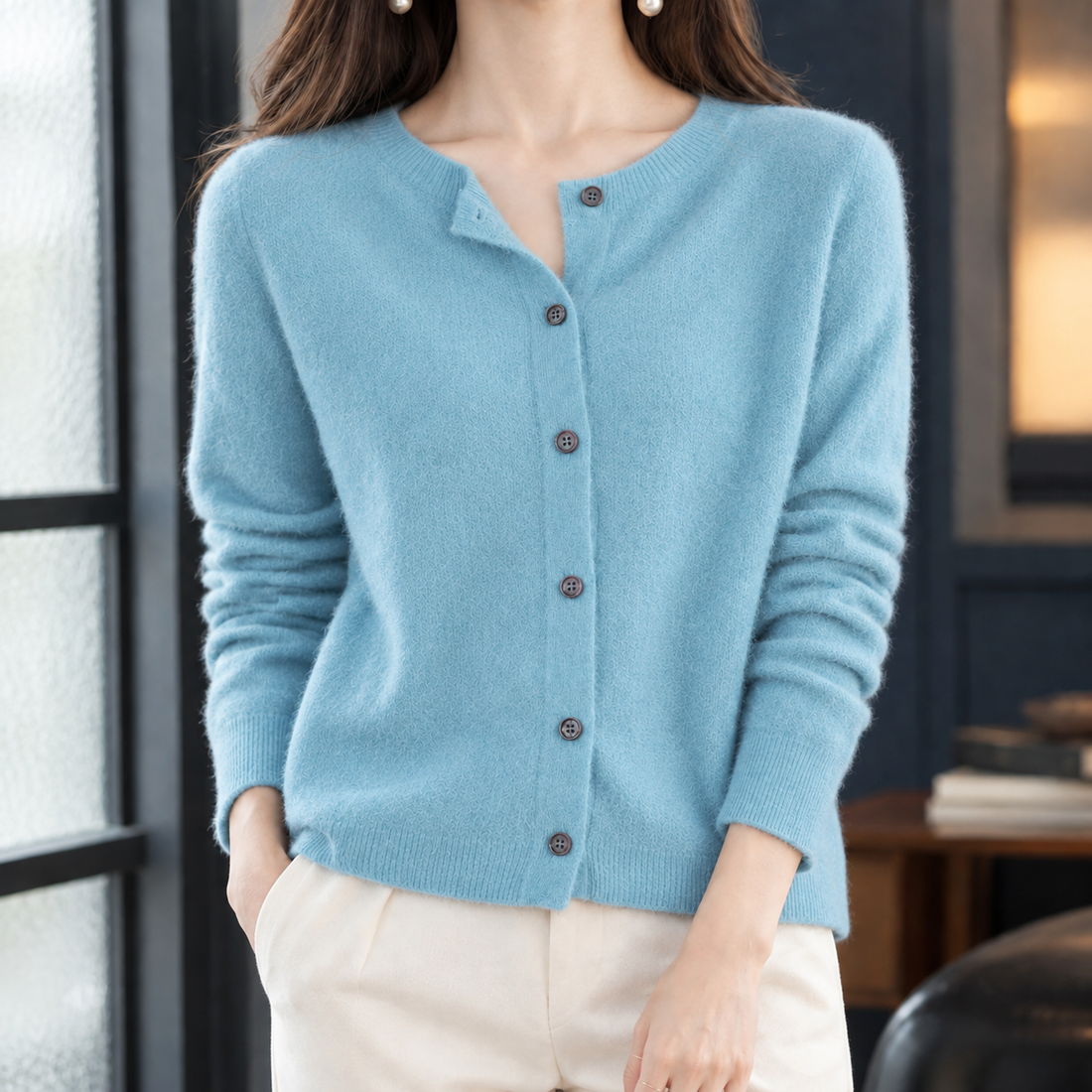 Eva Wool Cardigan - Light Blue