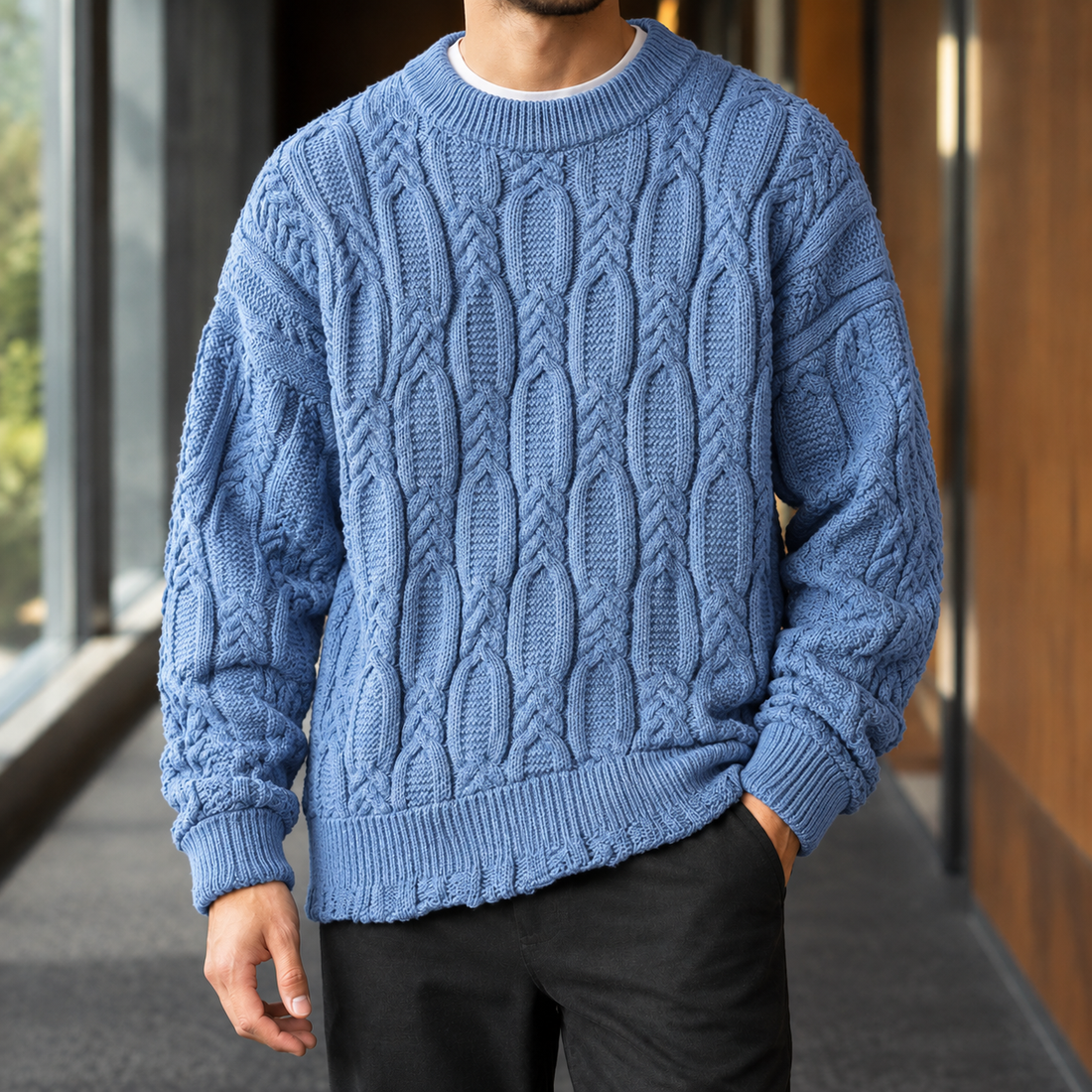 Fulbert Cable Sweater - Blue