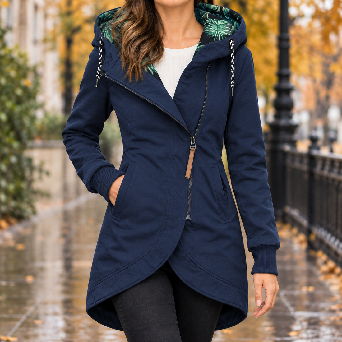 Lena Hooded Jacket - Navy Blue