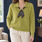 Wilton Scarf Collar Sweater - Matcha Green