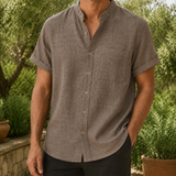 Cedric Mandarin Shirt - Brown