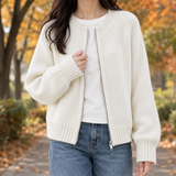 Thomasina Zip Cardigan - White