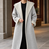 Cora Colorblock Wool Coat - Light Gray