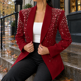 Katherine Embellished Blazer - Wine Red