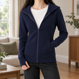 Benedetta Fitted Zip Hoodie - Navy Blue