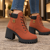 Ferraro Chunky Heel Boots - Orange Red