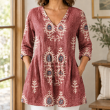 Isabeau V-Neck Blouse - Red