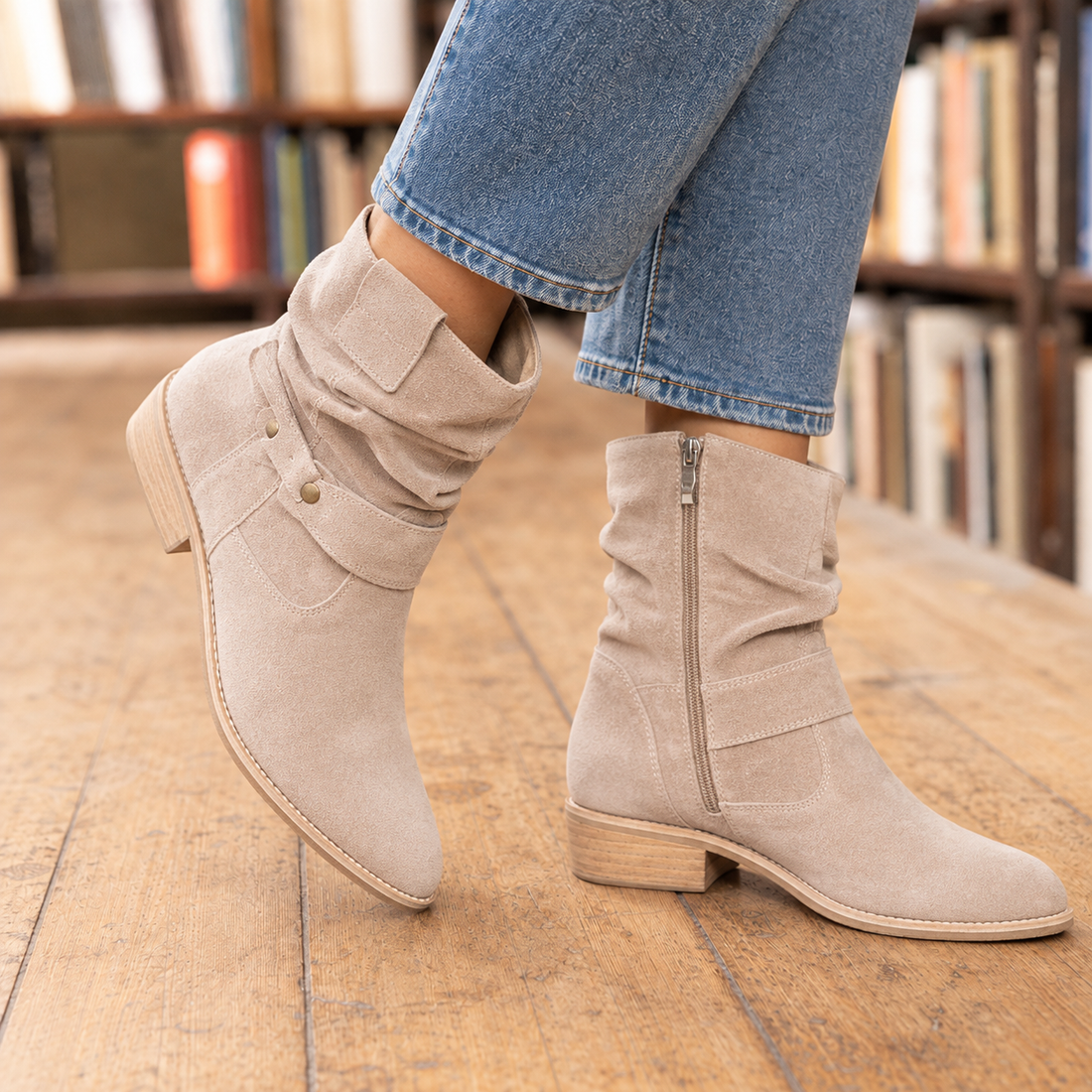 Genova Western Ankle Boots - Apricot