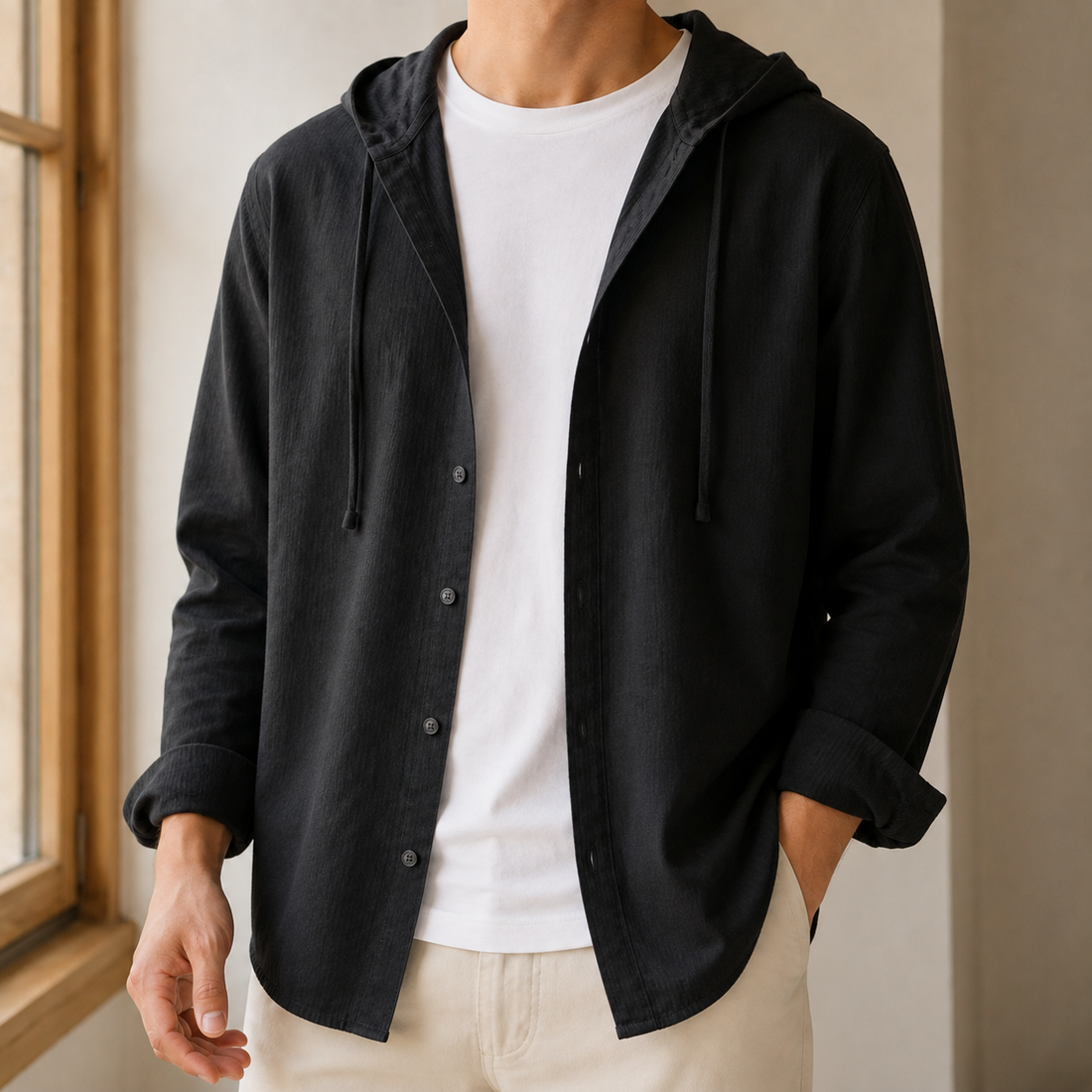 Lysander Hooded Shirt - Black