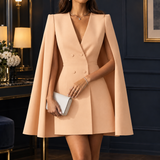 Audrina Cape Blazer Dress - Apricot