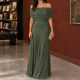 Azalea Off-Shoulder Maxi Dress - Olive Green