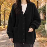 Evadne Ribbed Cardigan - Black